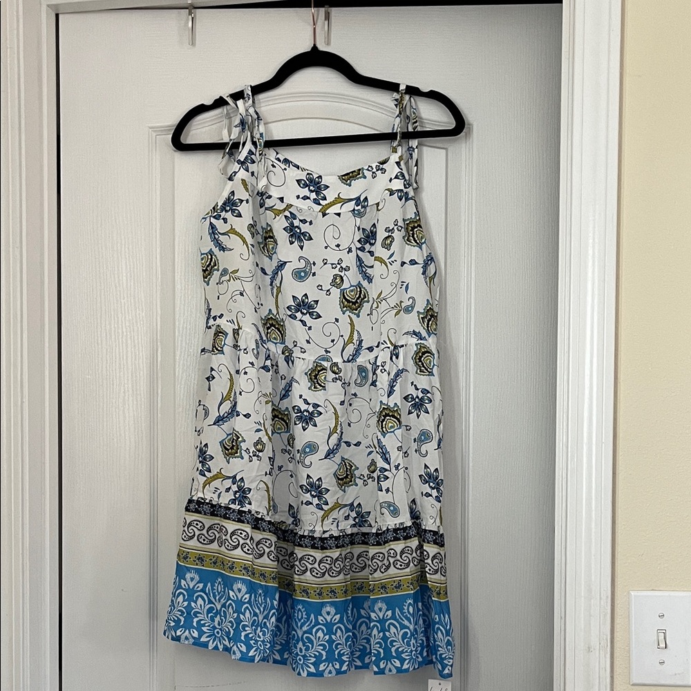 Cupshe Floral Square Neck Tie Shoulder Mini Dres